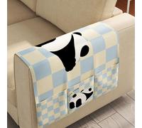 Organizzatore per braccioli del divano, Bracciolo divano org. Penna for riviste, libri, telecomando, multi-pack in poliestere bianco 40-80x110 cm(White 4,40 * 110cm (two pockets))