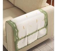 Organizzatore per braccioli del divano, Bracciolo divano org. Penna for riviste, libri, telecomando, multi-pack in poliestere bianco 40-80x110 cm(White 3,50 * 110cm (two pockets))