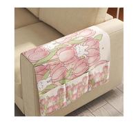 Organizzatore per braccioli del divano, Bracciolo divano org. Penna for riviste, libri, telecomando, multi-pack in poliestere bianco 40-80x110 cm(White 5,60 * 110cm (three pockets))
