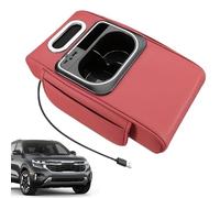 Organizzatore per Bracciolo Auto,Con Spessore Extra e Rialzo Portabottiglie Integrato | con Tasca Laterale, Luce Ambientale, Porta USB, Materassino Alzante per Console Centrale Auto | Per Veicoli Truc