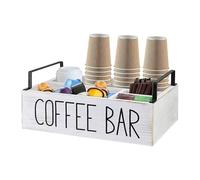Organizzatore per caffè - Elegante stazione in legno per tazze K, Nespresso, spazioso portaspezie, dolcificante, agitatore, creamer e coppe, soluzione moderna per la casa, l'ufficio, il caffè