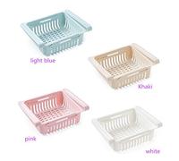 Organizzatore per cassetto frigo in plastica a scomparsa, cestello portaoggetti da cucina per conservare in ordine lo spazio (Azzurro)