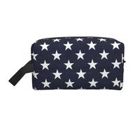 Organizzatore per cosmetici di grande capacità, blu navy e bianco, con stelle, borsa da viaggio per il trucco da donna