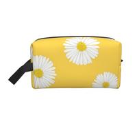 Organizzatore per cosmetici di grande capacità, borsa da viaggio per il trucco da donna, Aster bianco, Margherita gialla