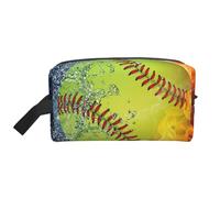 Organizzatore per cosmetici di grande capacità, borsa da viaggio per il trucco da donna, colore: giallo softball
