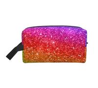 Organizzatore per cosmetici di grande capacità, borsa da viaggio per il trucco da donna, con glitter nei colori dell'arcobaleno e brillantini.