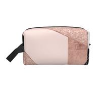 Organizzatore per cosmetici di grande capacità, borsa da viaggio per il trucco da donna, con glitter oro rosa, marmo bianco e nero geometrico.