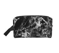 Organizzatore per cosmetici di grande capacità, borsa da viaggio per il trucco da donna, in marmo grigio grafite e argento nero.