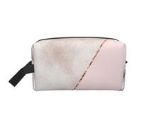 Organizzatore per cosmetici di grande capacità, borsa da viaggio per il trucco da donna, in marmo rosa misto oro.