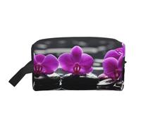 Organizzatore per cosmetici di grande capacità, borsa da viaggio per il trucco da donna, motivo: fiore di orchidea calma viola