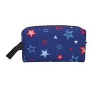 Organizzatore per cosmetici di grande capacità, borsa da viaggio per il trucco da donna, stelle blu rosse