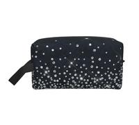 Organizzatore per cosmetici di grande capacità, con glitter argento nero e diamanti scintillanti, borsa da viaggio per il trucco da donna