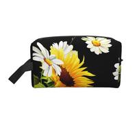 Organizzatore per cosmetici di grande capacità, con stampa di girasoli e camomilla, borsa da viaggio per il trucco da donna
