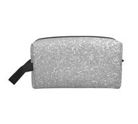 Organizzatore per cosmetici di grande capacità, con stampa glitter argento finto scintillante, borsa da viaggio per il trucco da donna