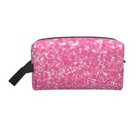 Organizzatore per cosmetici di grande capacità, con stampa glitter rosa scintillante, borsa da viaggio per il trucco da donna