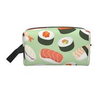 Organizzatore per cosmetici di grande capacità, con stampa Sushi su verde, borsa da viaggio per il trucco da donna