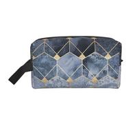 Organizzatore per cosmetici di grande capacità, esagoni blu e diamanti, borsa da viaggio per il trucco da donna