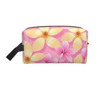 Organizzatore per cosmetici di grande capacità, fiori tropicali rosa e arancioni, borsa da viaggio per il trucco da donna