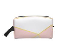 Organizzatore per cosmetici di grande capacità, geometrico grigio rosa, borsa da viaggio per il trucco da donna