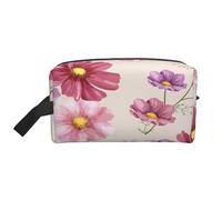 Organizzatore per cosmetici di grande capacità, modello di fiore di cosmo disegnato a mano, borsa da viaggio per il trucco da donna
