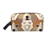 Organizzatore per cosmetici di grande capacità, modello testa di Welsh Corgi, borsa da viaggio per il trucco da donna
