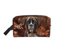 Organizzatore per cosmetici di grande capacità, motivo: cani Boxer, autunno, borsa da viaggio per il trucco da donna