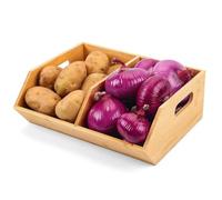 Organizzatore per dispensa, contenitori impilabili in legno, contenitore multiuso per cucina e bagno, grande capacità organizer per cibo, snack, patate, cipolle, scatola rustica per dispensa domestica