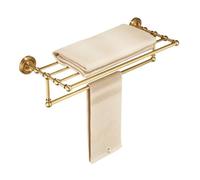 Organizzatore per doccia da bagno Portasciugamani dorato con barra for asciugamani, portasciugamani in ottone spazzolato vintage, organizer for asciugamani da parete senza foratura, portasciugamani me