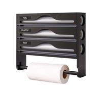 Organizzatore Per Fogli Da Cucina Per Cassetto | Distributore Di Pellicola Con Taglierino Ed Etichette | Contenitore Organizzatore Riutilizzabile per Dispensa Cucina Armadio Parete Frigo