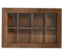 Organizzatore per gioielli Scatola portagioie in legno massello con griglia multipla, coperchio in vetro, espositore for cosmetici, diverse dimensioni(One Color_B)