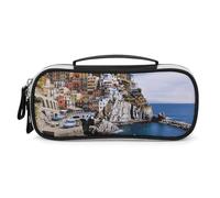 Organizzatore per il trucco con stampa del paesaggio delle Cinque Terre, borsa da viaggio per il trucco, borsa cosmetica per donna, articoli da toeletta da viaggio