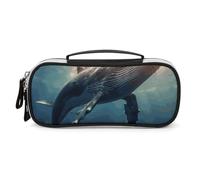Organizzatore per il trucco con stampa di balena sopra l'acqua di mare, borsa da viaggio per il trucco, borsa cosmetica per donna, articoli da toeletta da viaggio