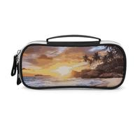 Organizzatore per il trucco con stampa di paesaggio al tramonto sulla spiaggia Borsa per il trucco da viaggio Borsa per cosmetici da viaggio per donna