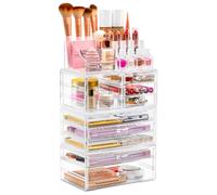 Organizzatore per il trucco trasparente grande Sorbus - Organizzatore e contenitore per gioielli e trucco staccabile da 4 pezzi - Torre espositiv