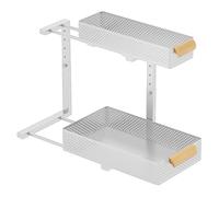 Organizzatore per Lavello a 2 Livelli, Organizer Sottolavello Cucina in Metallo, Regolabile in Altezza Organizzatore Sotto Lavello, Cestelli Sottolavello per Bagno, Spezie, Armadio, Bianco