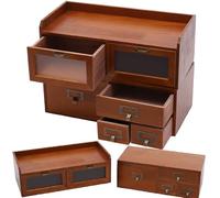 Organizzatore per Letteratura, mobiletto da scrivania con 6 cassetti, Supporto da scrivania in Legno Vintage, Organizer per Forniture, mobiletto da Tavolo con Display (6 cassetti)
