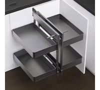 Organizzatore per mobili ad angolo cieco, design estraibile girevole, chiusura silenziosa cromata, ripiano a 4 strati, in acciaio al carbonio, adatto per armadi da 800 mm/900 mm