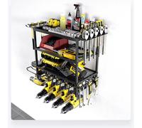 Organizzatore per montaggio a parete in metallo a 4 strati per utensili elettrici Portautensili in metallo resistente con forte capacità portante per riporre il garage