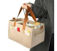 Organizzatore per pannolini, contenitore per pannolini in feltro - Contenitore per pannolini per bambini OrganizContenitore con manico e scomparto - Borsa a mano per mamma, Borsa da viaggio per bambin