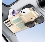 Organizzatore per Parasole Auto - Tasche Multifunzione per Visiera, Carte, Patente, Penne e Occhiali da Sole, Design Compatto, Resistente e Facile da Installare in Secondi, Ideale per Tutti i Veicoli.