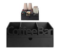 Organizzatore per postazione caffè - Contenitore per tè in legno, contenitore per condimenti | Cassettiera rustica da banco, contenitore diviso per ufficio, attività commerciali, ristoranti, cucina, c