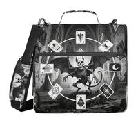 Organizzatore per raccoglitori da ufficio in stile gotico con scheletro malvagio, nero e bianco, 3 anelli, con cinghia, facile da trasportare, portatile, per casa e viaggi, borsa per scuola e ufficio