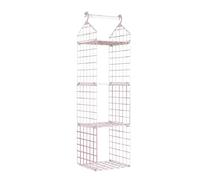 Organizzatore per Riporre Oggetti Sospesi, Organizzatore per Armadio Pensile Scaffale per Riporre Oggetti Rosa a 3 Livelli Griglia Minimalista Scaffale in Stoffa di Plastica per