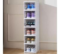 Organizzatore per Scarpe per Armadio, Scatole Portascarpe A 3/6 Ripiani in Plastica Bianca Trasparente, Armadietti Portascarpe Pieghevoli, Contenitore per Scarpe da Ginnastica, 6-Tier