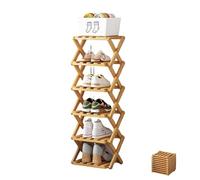Organizzatore per scarpiera in bambù a 9 livelli, ripiano stretto pieghevole senza montaggio, scaffale per fisarmonica per scarpe, libri, armadio e ingresso, design alto salvaspazio(Brown,4-tier)
