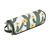 Organizzatore per strumenti per capelli 2 in 1 con cactus verde e fiori gialli con cuscinetto resistente al calore, organizer portatile per arricciacapelli, piastra per capelli, asciugacapelli piatto