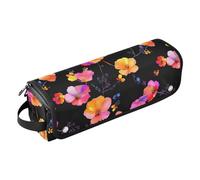 Organizzatore per strumenti per capelli 2 in 1 con fiori estetici neri e tappetino resistente al calore con cerniera strumenti di riscaldamento borsa da viaggio organizer per utensili caldi e