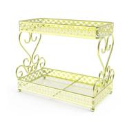 Organizzatore Per Trucchi E Portaoggetti Per Piano di Cortesia a 2 Livelli, Organizer Per Profumi Cosmetici Per La Cura della Pelle Ad Alta Capacità Per Comò, Bagno (Oro)