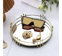 Organizzatore per trucco per vassoio portatile a specchio per spuntino
