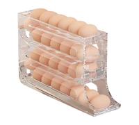 Organizzatore per uova da frigorifero - Dispenser automatici per rotoli a | 4 livelli, rack di stoccaggio efficiente in termini di spazio, supporto durevole per vassoio per uova rotanti | per i